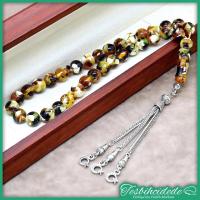 Mozaik Desenli Kokulu Toz Kehribar Tesbih