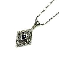 Oltu Taşı Ve Markazit Taşlı Otantik Tasarım Kolye