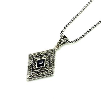 Oltu Taşı Ve Markazit Taşlı Otantik Tasarım Kolye