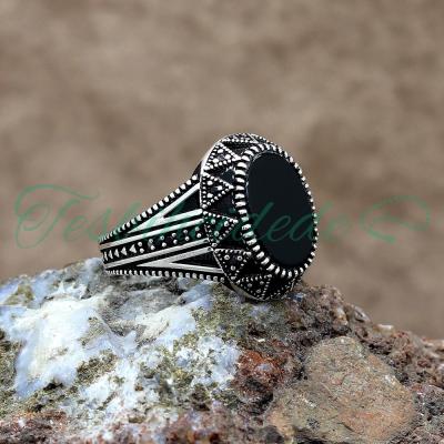 Oniks Taşlı Erkek Gümüş Yüzük