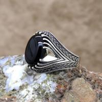 Oniks Taşlı Sade Model Gümüş Erkek Yüzük