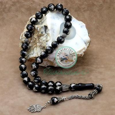 Osmanlı Devlet Arması Özel Tasarım Tuğra İşlemeli Erzurum Oltu Taşı Tesbih