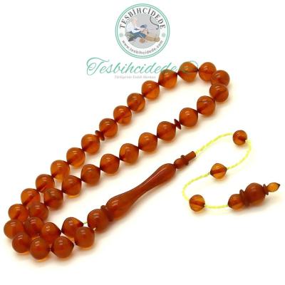 Osmanlı Formda Hareli Sarı Sıkma Kehribar Tesbih