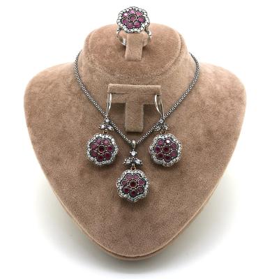 Otantik Yakut Ve Zirkon Taşlı Gümüş Üçlü Takım