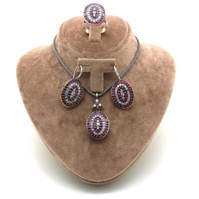 Otantik Yakut Ve Zirkon Taşlı Gümüş Üçlü Takım