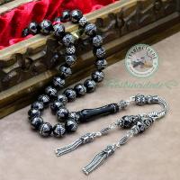 Özel Ayyıldız Tasarım Yıldız İşlemeli Erzurum Oltu Taşı Tesbih