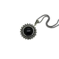 Papatya Model Markazit Taşlı Oltu Taşı Kolye