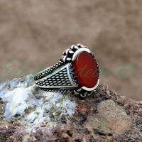 Pençeli Akik Taşlı Gümüş Erkek Yüzük