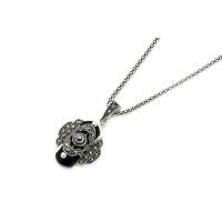 Şık Görünüme Sahip Markazit Taşlı Oltu Taşı Kolye