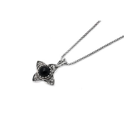 Telkari İşleme Oltu Taşı Kolye