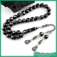 Tuğra İşlemeli Küre Kesim Erzurum Oltu Taşı Tesbih