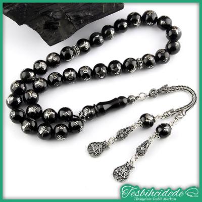 Tuğra İşlemeli Küre Kesim Erzurum Oltu Taşı Tesbih