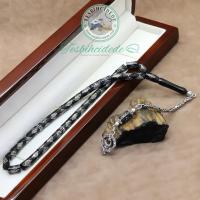 Türk Ayyıldız Kartal Püsküllü Baklava İşlemeli Kesme Erzurum Oltu Taşı Tesbih