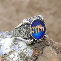 Türk Yazılı Mineli Gümüş Erkek Yüzük