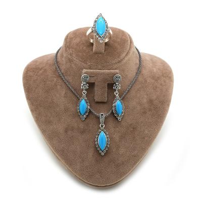 Turkuaz Firuze Taşlı Markazit Gümüş Üçlü Takım