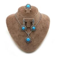 Turkuaz Firuze Taşlı Markazit Gümüş Üçlü Takım