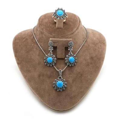 Turkuaz Firuze Taşlı Markazit Gümüş Üçlü Takım