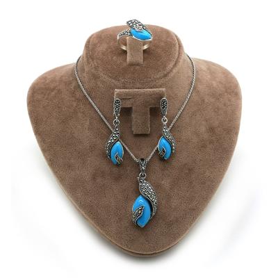 Turkuaz Firuze Taşlı Markazit Gümüş Üçlü Takım