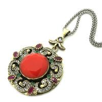 Vav Tasarım Yakut Zümrüt Ve Zirkon Taşlı Otantik Bayan Kolye