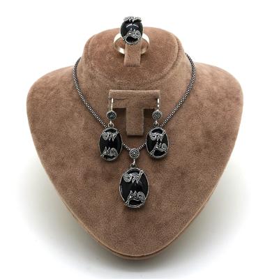 Vav Tasarım Markazit Ve Oltu Taşlı Gümüş Üçlü Takım