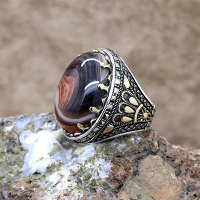 Yemen Akik Taşlı Gümüş Erkek Yüzük