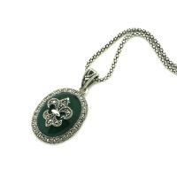 Yeşil Akik Ve Markazit Taşlı Tasarım Otantik Bayan Kolye