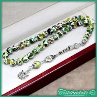 Yeşil Parçalı Kokulu Toz Kehribar Tesbih