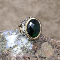 Yeşil Zirkon Taşlı Gümüş Ayyıldız Erkek Yüzük