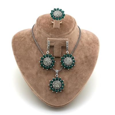 Yeşim Taşlı Markazit Gümüş Üçlü Takım