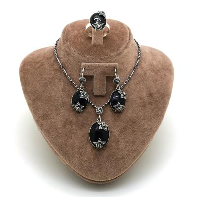 Yıldız Model Markazit Ve Oltu Taşlı Gümüş Üçlü Takım