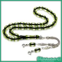 Yosun Yeşili Sürmeli Toz Kehribar Tesbih