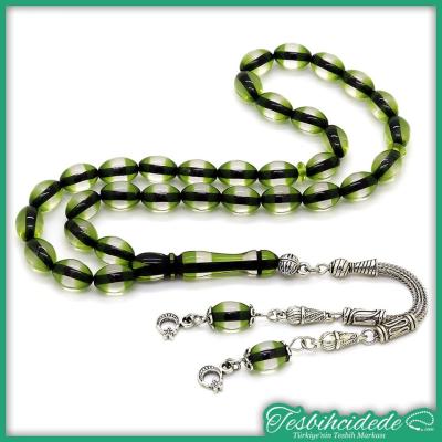 Yosun Yeşili Sürmeli Toz Kehribar Tesbih