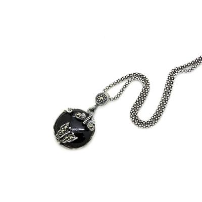 Yusufcuk Ve Kelebek Tasarım Markazit Taşlı Oltu Taşı Kolye