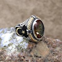 Zultanit Taşlı Ayyıldız Gümüş Erkek Yüzük