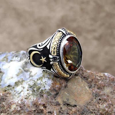 Zultanit Taşlı Ayyıldız Gümüş Erkek Yüzük