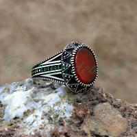 Akik Taşlı Erkek Gümüş Yüzük