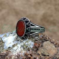 Akik Taşlı Erkek Gümüş Yüzük