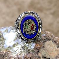 Ayyıldız Ve Osmanlı Devlet Armalı Çift Taraflı Gümüş Erkek Yüzük