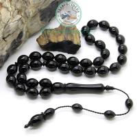 Büyük Boy Sistemli Sade Erzurum Oltu Taşı Tesbih (10.5X13.5 mm)