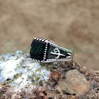 Elif Vav Tasarım Oniks Taşlı Erkek Gümüş Yüzük