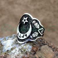 Göktürkçe Türk Yazılı Ay Yıldız Erkek Gümüş Yüzük