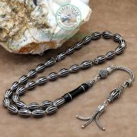 Gümüş Lale Tasarım 12'Li Karpuz İşlemeli Erzurum Oltu Taşı Tesbih