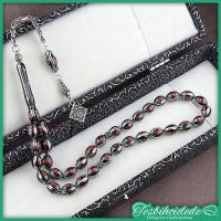 Gümüş Yarma Ve Mercan İşlemeli Arpa Kesim Erzurum Oltu Taşı Tesbih