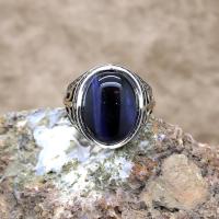 Kedi Gözü Taşlı Gümüş Erkek Yüzük