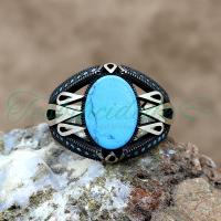 Lale Tasarım Firuze(Turkuaz) Taşlı Gümüş Erkek Yüzük