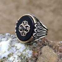 Motifli Oniks Taşlı Gümüş Erkek Yüzük