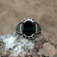 Pençeli Oniks Taşlı Gümüş Erkek Yüzük