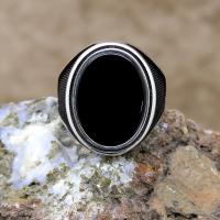 Sade Tasarım Oniks Taşlı Gümüş Erkek Yüzük