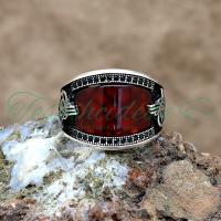 Tuğra Tasarım Akik Taşlı Gümüş Erkek Yüzük