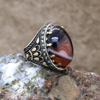 Yemen Akik Taşlı Gümüş Erkek Yüzük